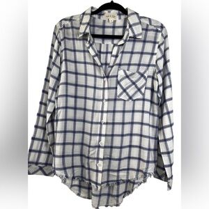 Kenneth Cole Reaction Blue and White Plaid Blouse